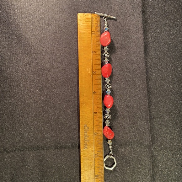 Sterling & Swarovski Red Jasper Bracelet - Picture 6 of 6